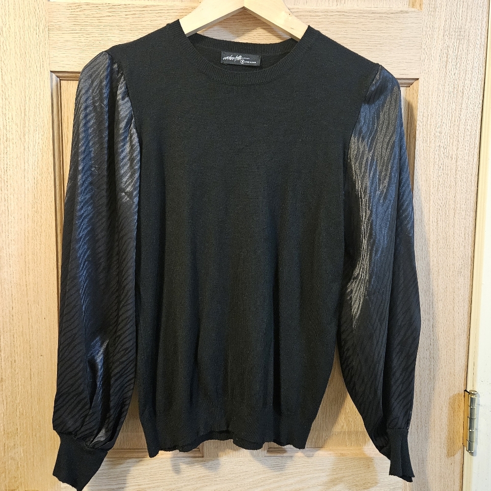 Medium On Twelfth Black Sweater with Satin Sleeves